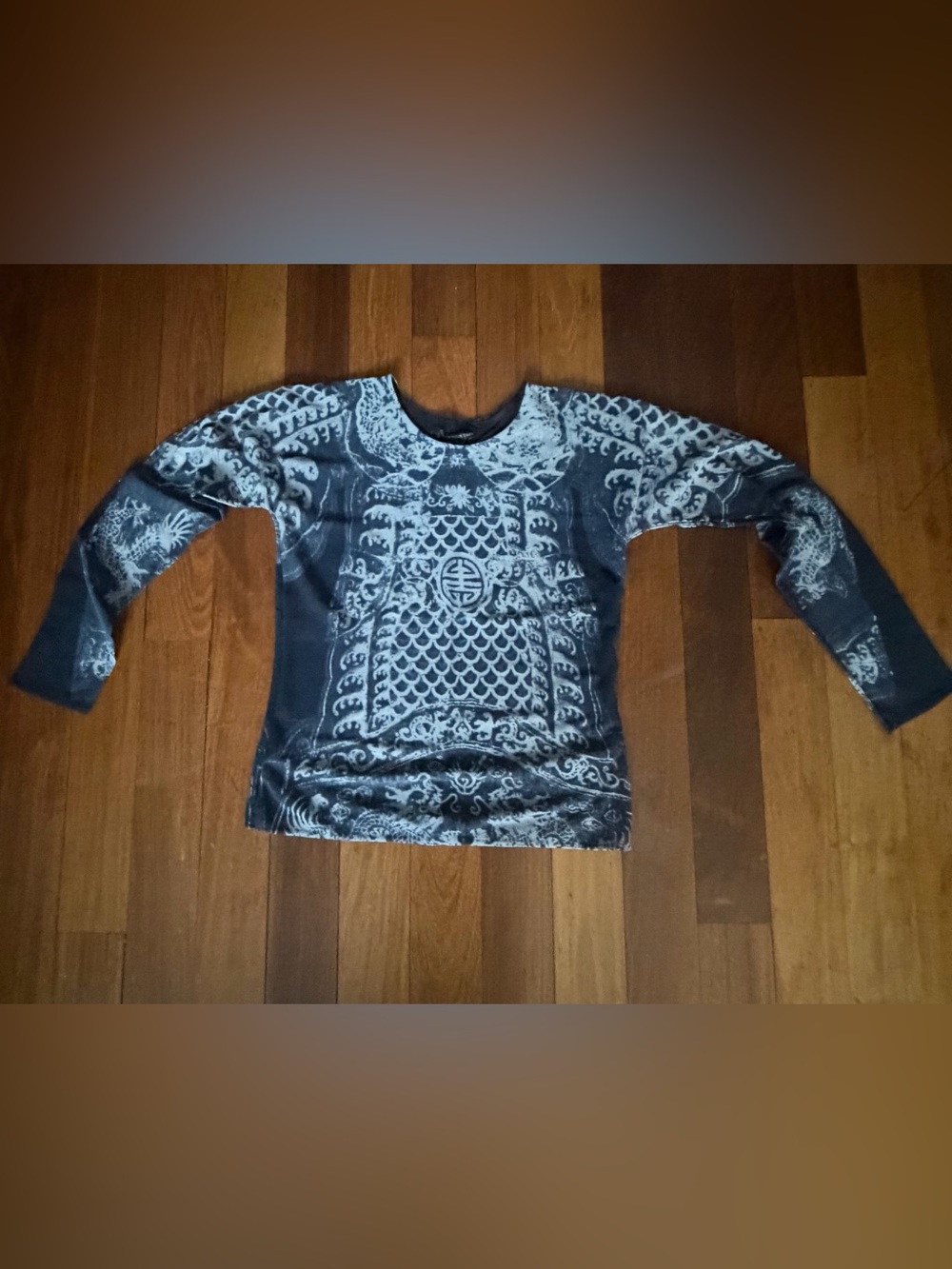 Vivienne Tam RARE Vintage blue dragon batik long sleeve opera top sz 3 US 4-8